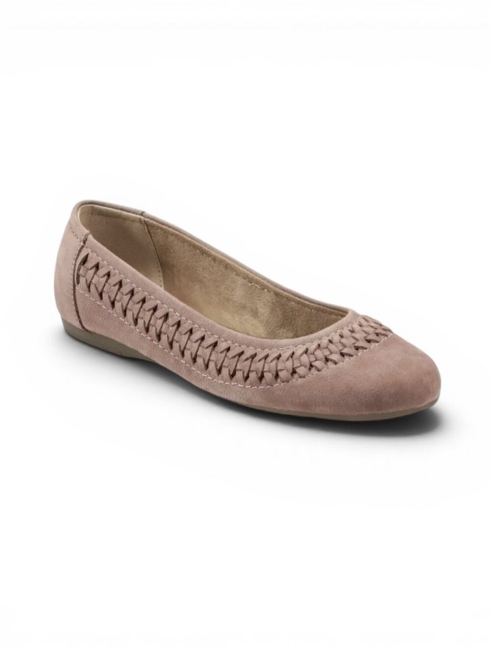 Earth Shoes Jett Woven Round Toe Slip-on Nubuck Flats Light Pink - Size 10W